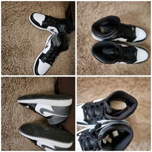 New Nike Air Jordan 1 Mid Black/Iron Grey/White DQ8423 001 GS Size 6Y  7.5 Women